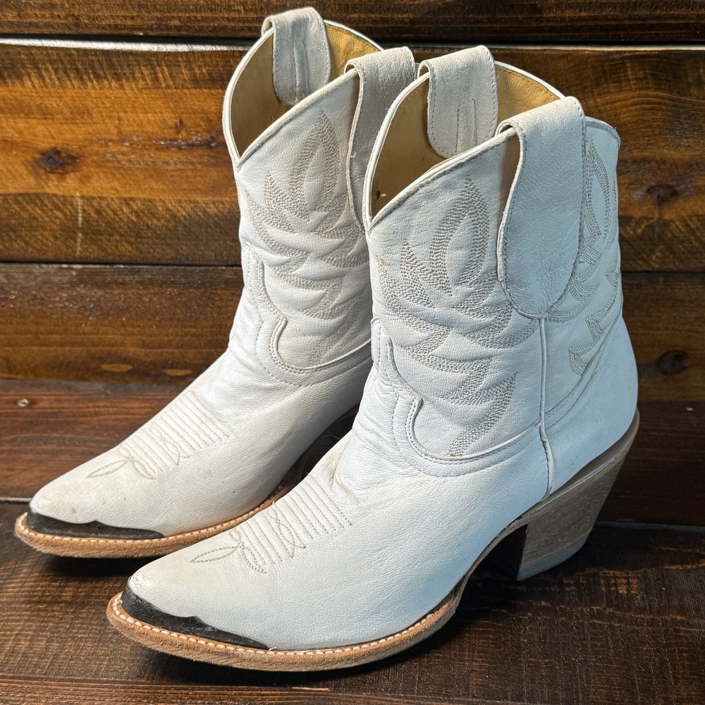 Idyllwind Women's Wheels Western White Leather Pull On Ankle Boot Size 8 B